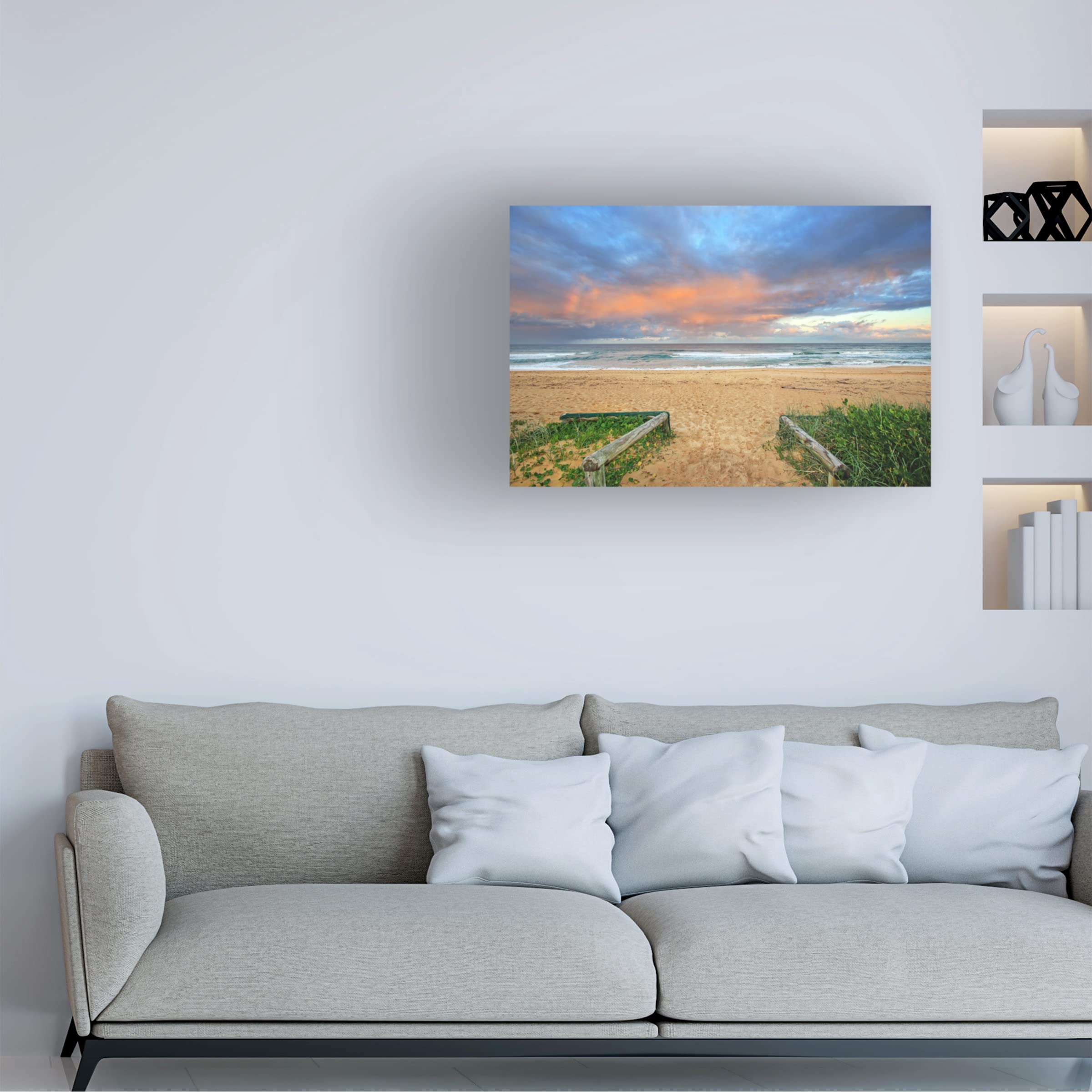 Trademark Fine Art 'Beach Walk' Canvas Print by Beata Czyżowska - Coastal Wall Decor for Living Room, Bedroom & Office