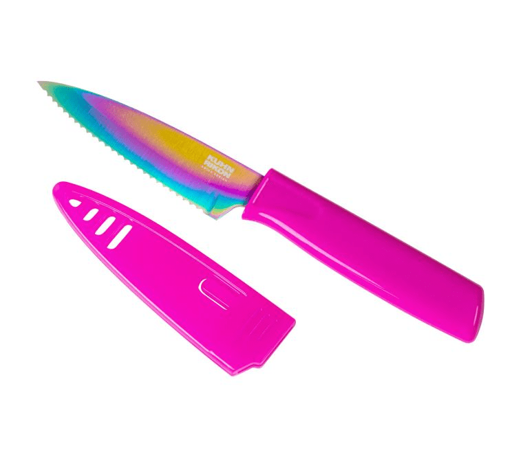 Kuhn Rikon COLORI Serrated Paring Knife 8-inch - Sharp Kitchen Utility Knife for Fruits, Vegetables & Peeling - Multiple Color Options - Perfect for Home Cooking, Camping & Picnics