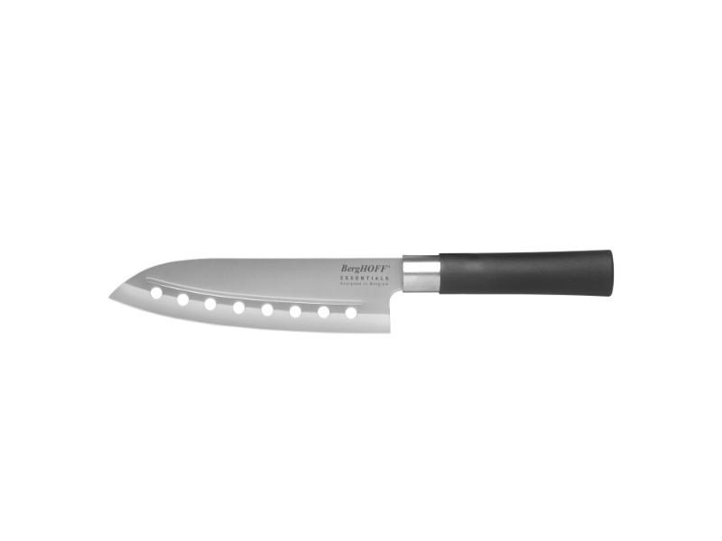 BergHOFF Essentials 7-Inch Stainless Steel Santoku Knife with Non-Stick Holes - Professional Kitchen Knife for Slicing, Dicing & Chopping Vegetables, Fruits & Meat