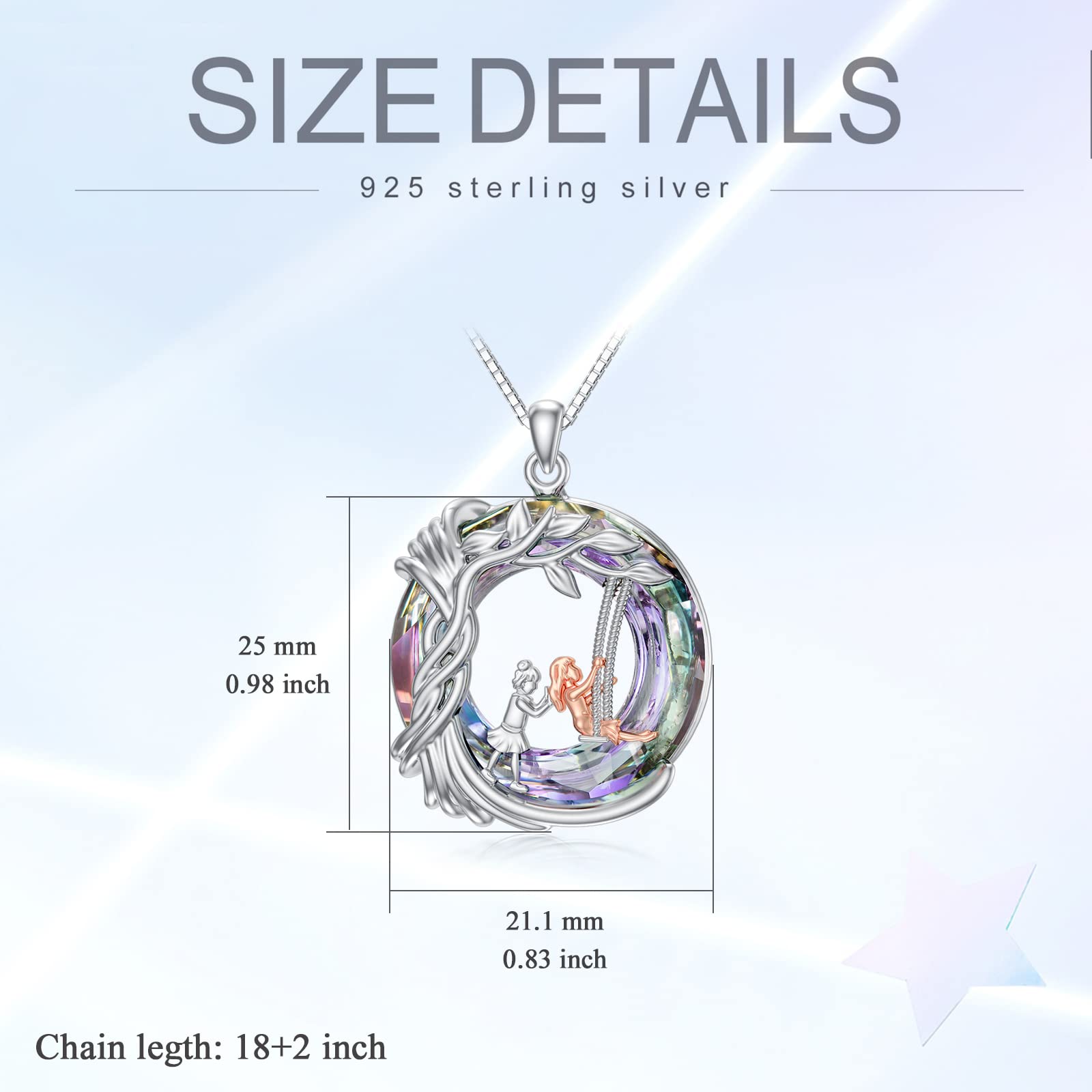 925 Sterling Silver Tree of Life Necklace for Sisters - Crystal Jewelry Gift for Women, Daughter & Friends | Birthday, Mother's Day Present | Sister Bonding & Special Occasion Jewelry