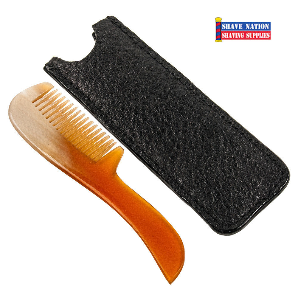 Premium Parker Moustache Comb with Leather Case - Handcrafted Beard Grooming Tool for Men's Facial Hair Care & Styling - Perfect for Daily Use, Travel, and Gifts