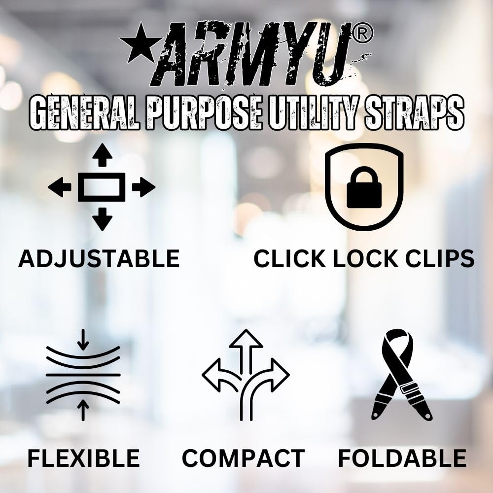 ARMYU Heavy Duty Utility Shoulder Strap - Universal Replacement for Duffel Bags, Luggage & Backpacks (Black/Olive Drab) - Perfect for Travel, Gym & Outdoor Adventures