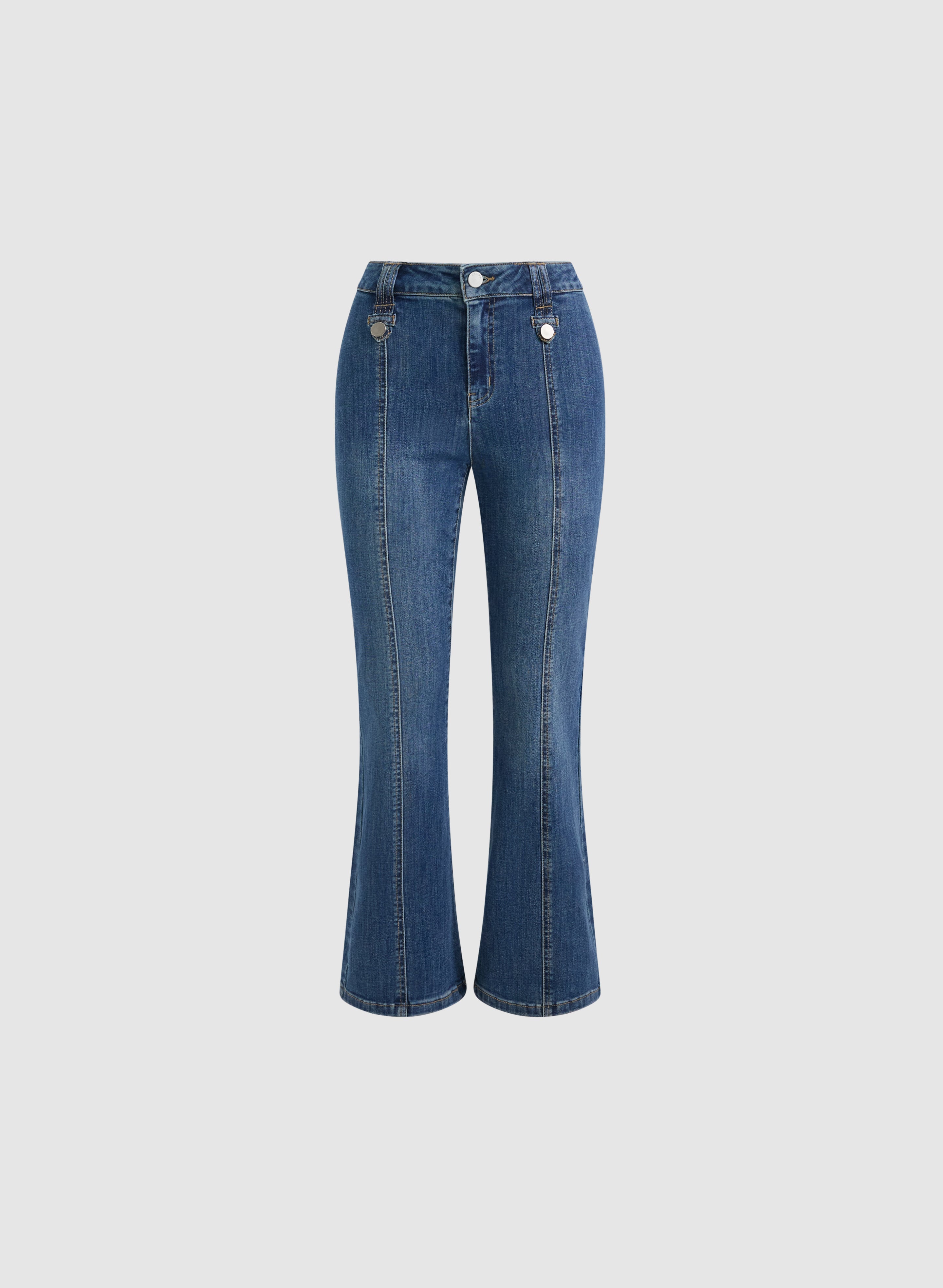 Flare Leg Jeans for Petite Women - Indigo Blue Denim (Style 4010331) | Perfect for Casual Wear & Vintage Outfits