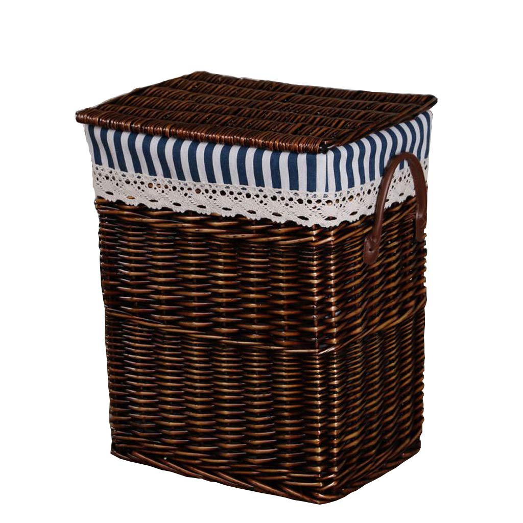 Zhangmeiren Natural Bamboo Woven Rattan Storage Basket - Handcrafted Laundry Hamper, Snack Organizer, Clothes Bin - Eco-Friendly Home Decor for Bedroom, Bathroom & Kitchen (Brown)