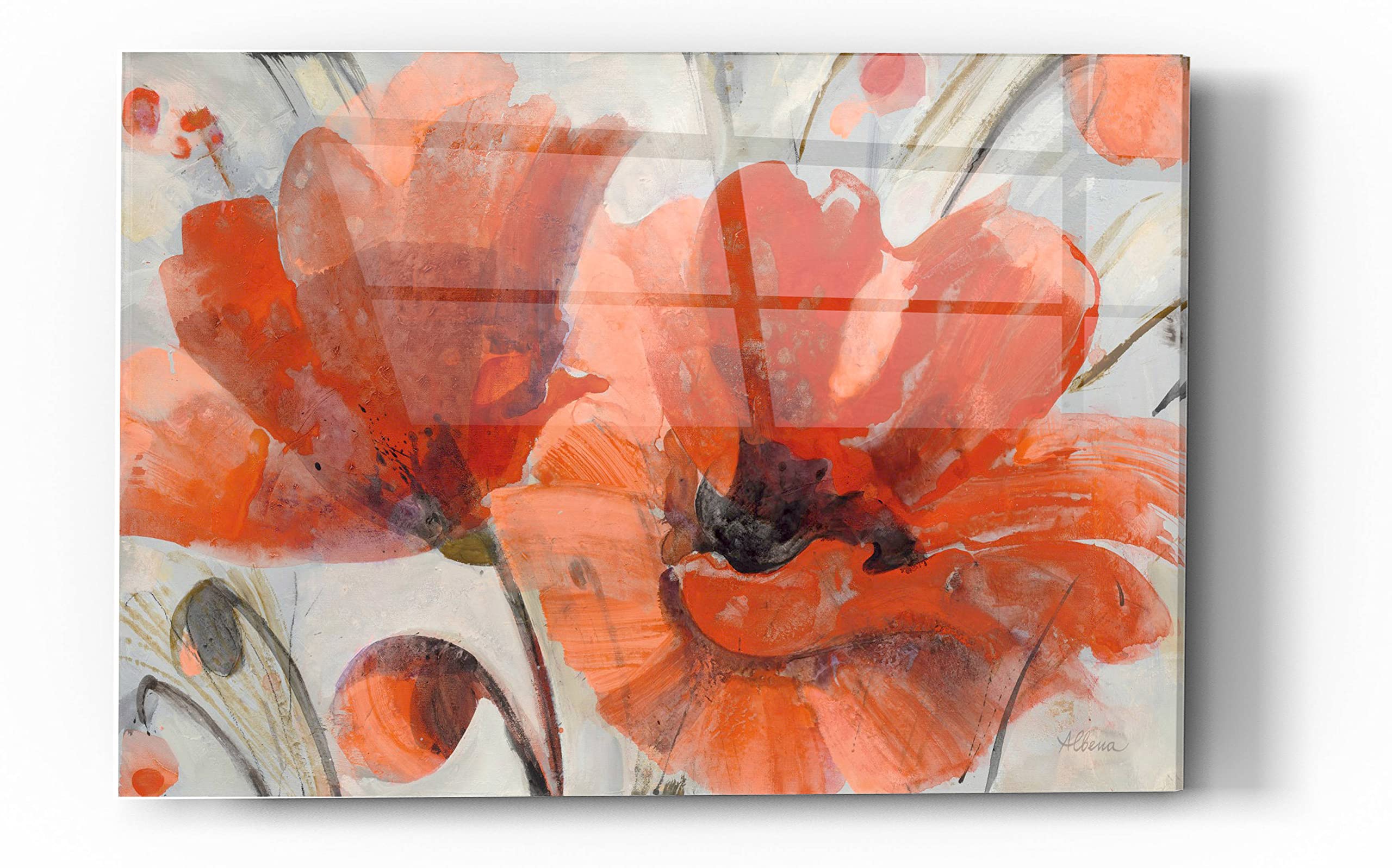 Albena Hristova 'Popping' Modern Abstract Acrylic Glass Wall Art - 24x36 Inches Vibrant Contemporary Painting for Living Room, Bedroom or Office Decor