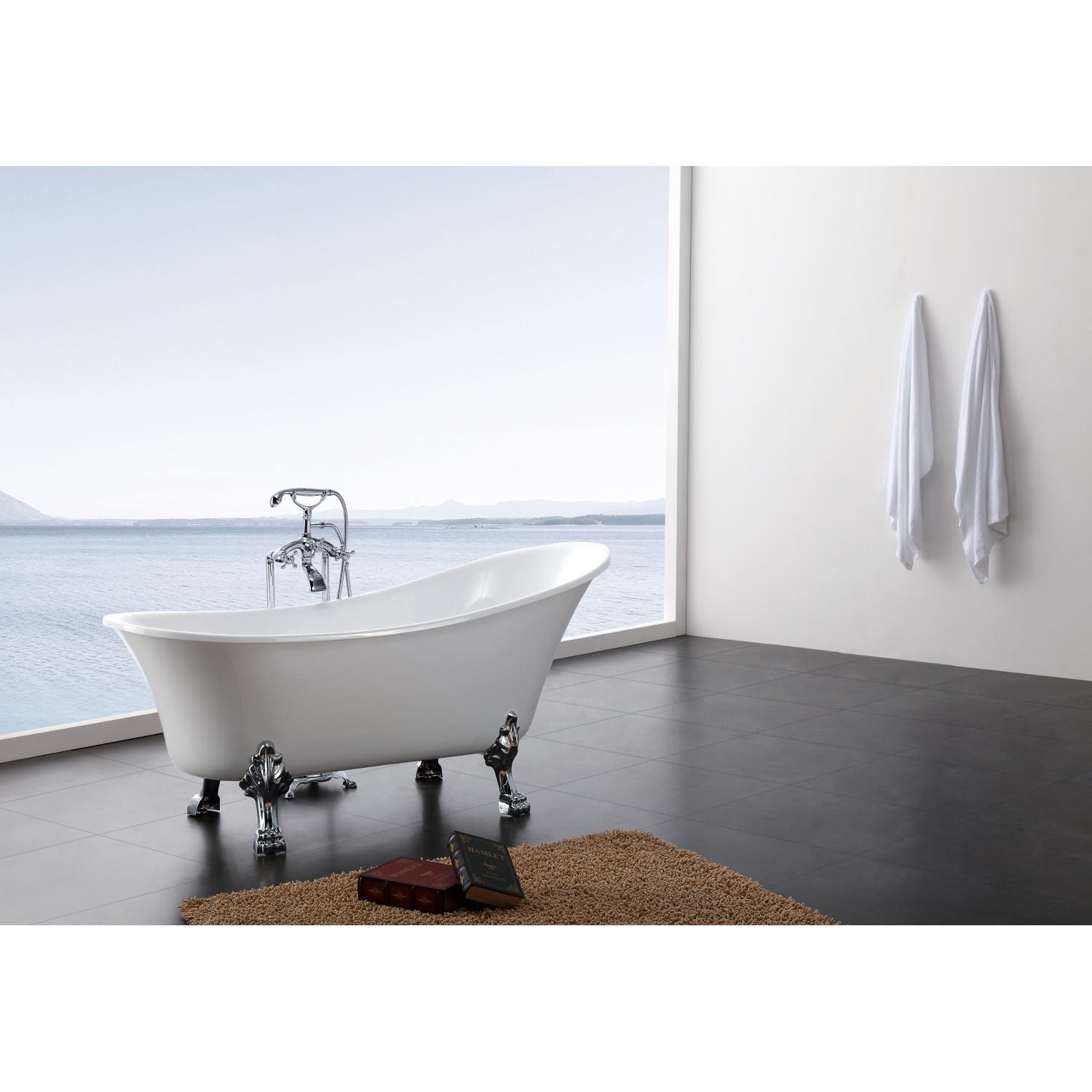 51 Inch Acrylic Freestanding Clawfoot Bathtub - No Faucet Drillings - Vintage Style Soaking Tub for Spa-Like Relaxation in Bathroom or Master Suite