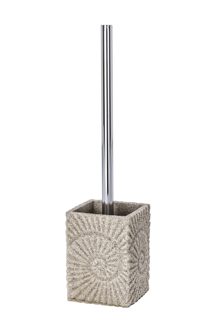 Wenko Fossil Toilet Brush Set - Beige Bathroom Cleaning Kit with Holder | Modern Toilet Brush for Home, RV & Boat Bathrooms | Durable & Stylish Bath Accessory