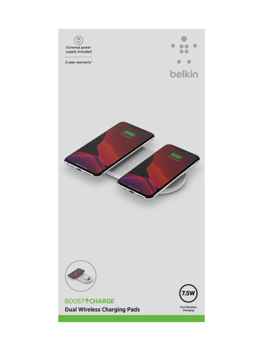 Belkin Dual Qi 10W Wireless Charging Pad - Fast Wireless Charger for iPhone, Samsung Galaxy - White | Perfect for Home, Office & Nightstand Charging