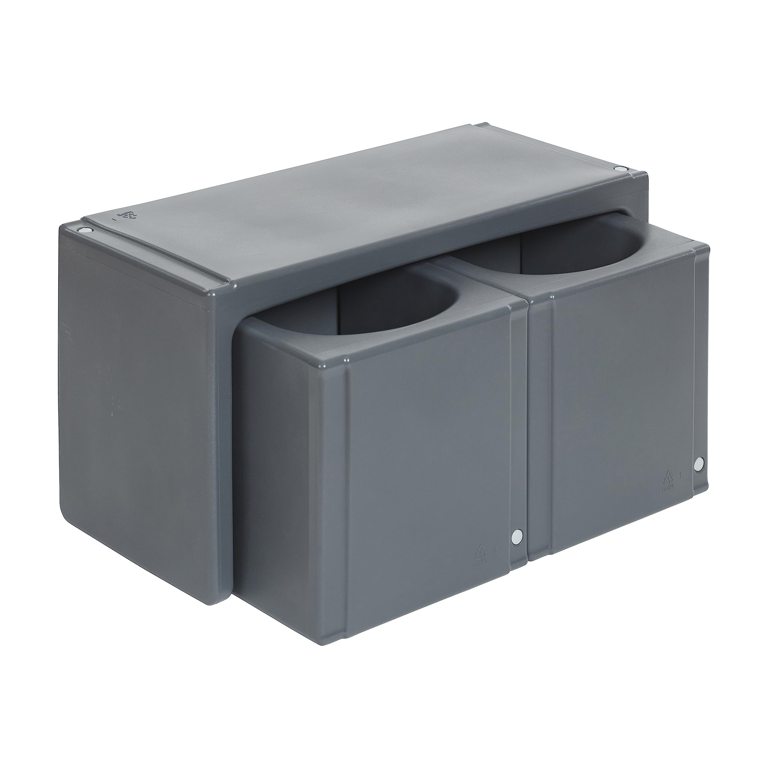 ECR4Kids Tri-Me Table and Cube Chair Set - 3-Piece Multipurpose Kids Furniture in Dark Grey for Classroom, Playroom & Home Learning Activities