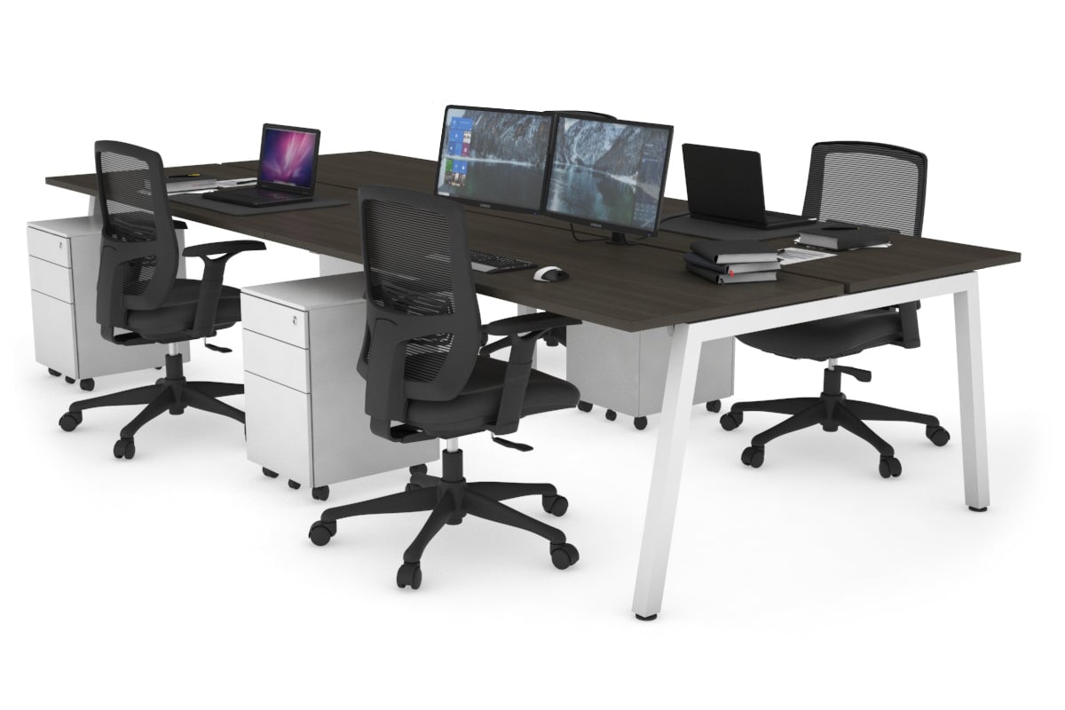 Quadro 4-Person Office Workstation Desk - 1400L x 700W Dimensions - Perfect for Team Collaboration, Open Office Spaces & Coworking Environments