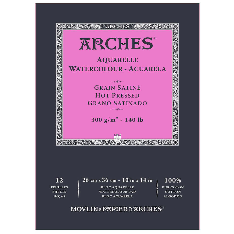 Premium Arches Watercolor Hot Pressed Paper Pad 26x36 Inches - Natural White for Professional Artists & Fine Art Painting - Perfect for Studio, Classroom & Outdoor Sketching