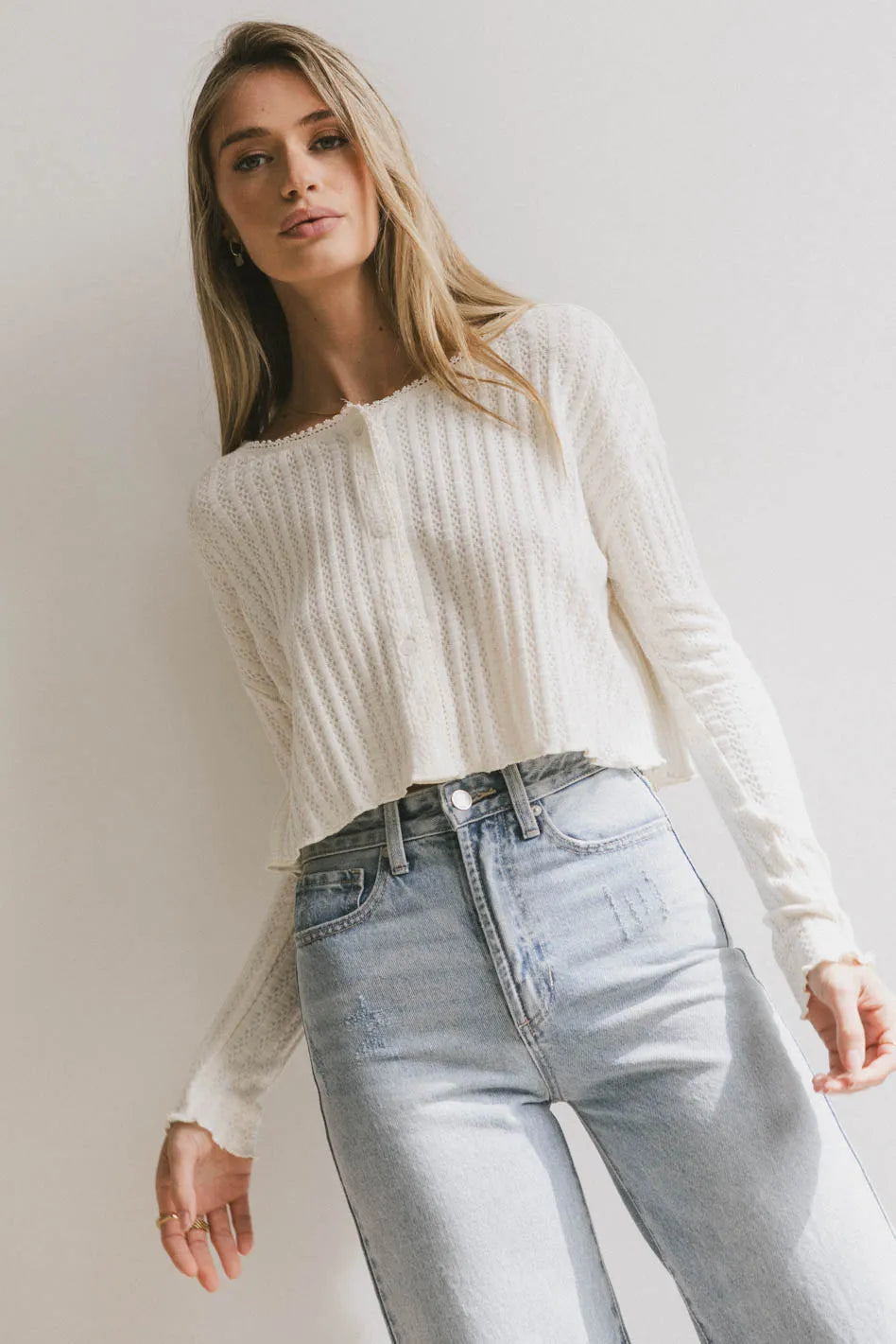Marin Knit Top Women's Ivory Blouse - Soft Breathable Casual Shirt for Everyday Wear | Perfect for Office, Date Night & Weekend Outfits