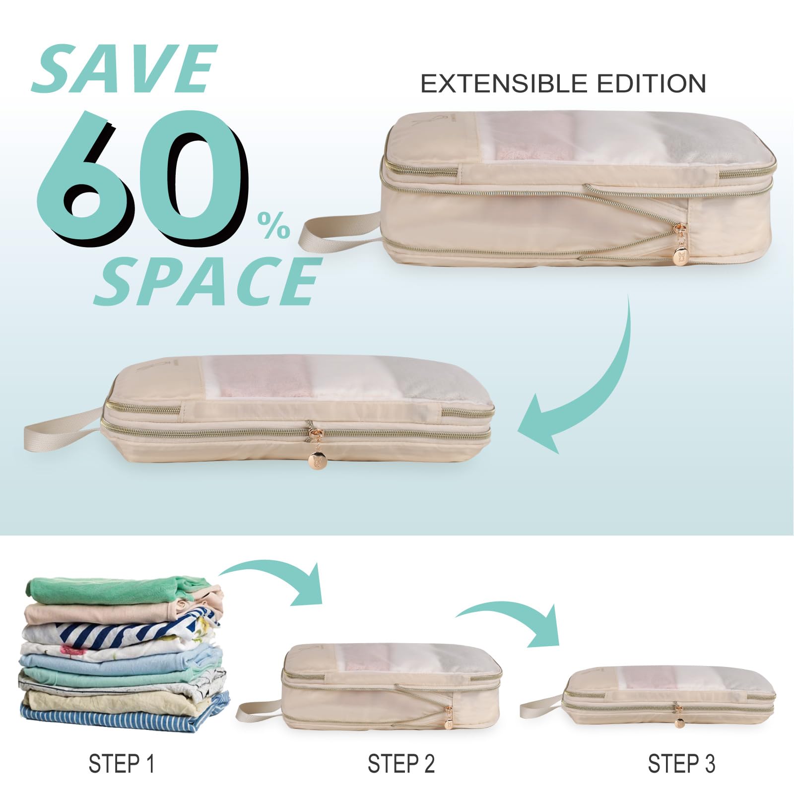 Expandable Mesh Compression Packing Cubes for Travel - Lightweight Luggage Organizer Set with See-Through Design | Perfect for Suitcases, Backpacks & Carry-On Essentials