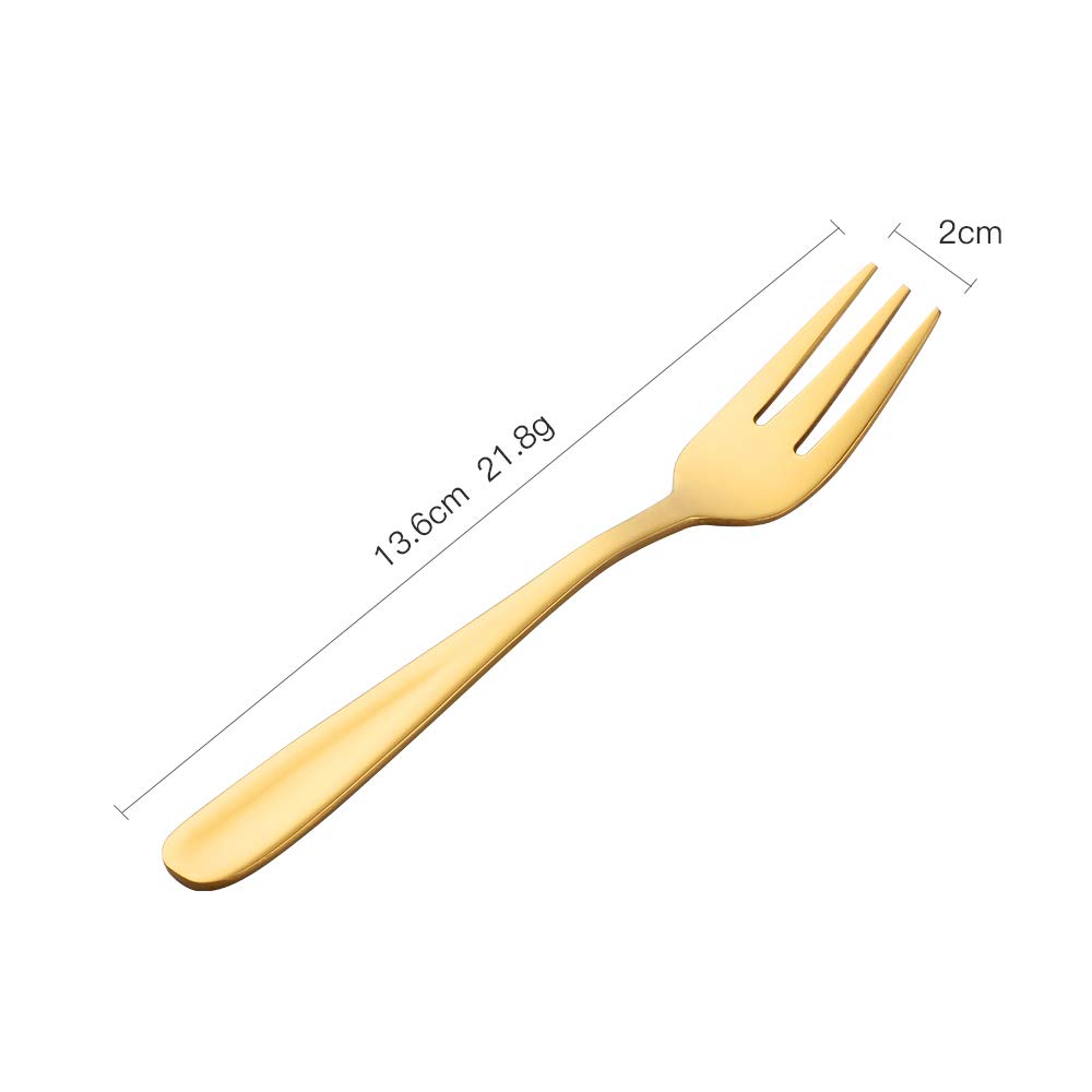 Premium Stainless Steel Dessert Forks Set of 10 - 5.5 Inch Gold Cocktail & Appetizer Forks - 3-Tine Mini Fruit & Salad Forks - Perfect for Parties, Weddings, and Fine Dining