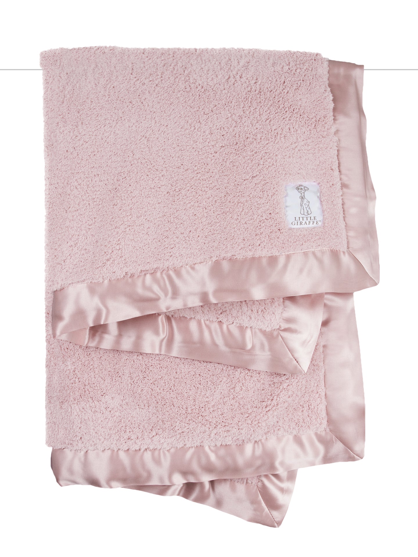 Little Giraffe Dusty Pink & Light Blue Chenille Baby Blanket - Ultra Soft Plush Throw for Nursery, Crib, Stroller & Gift Giving