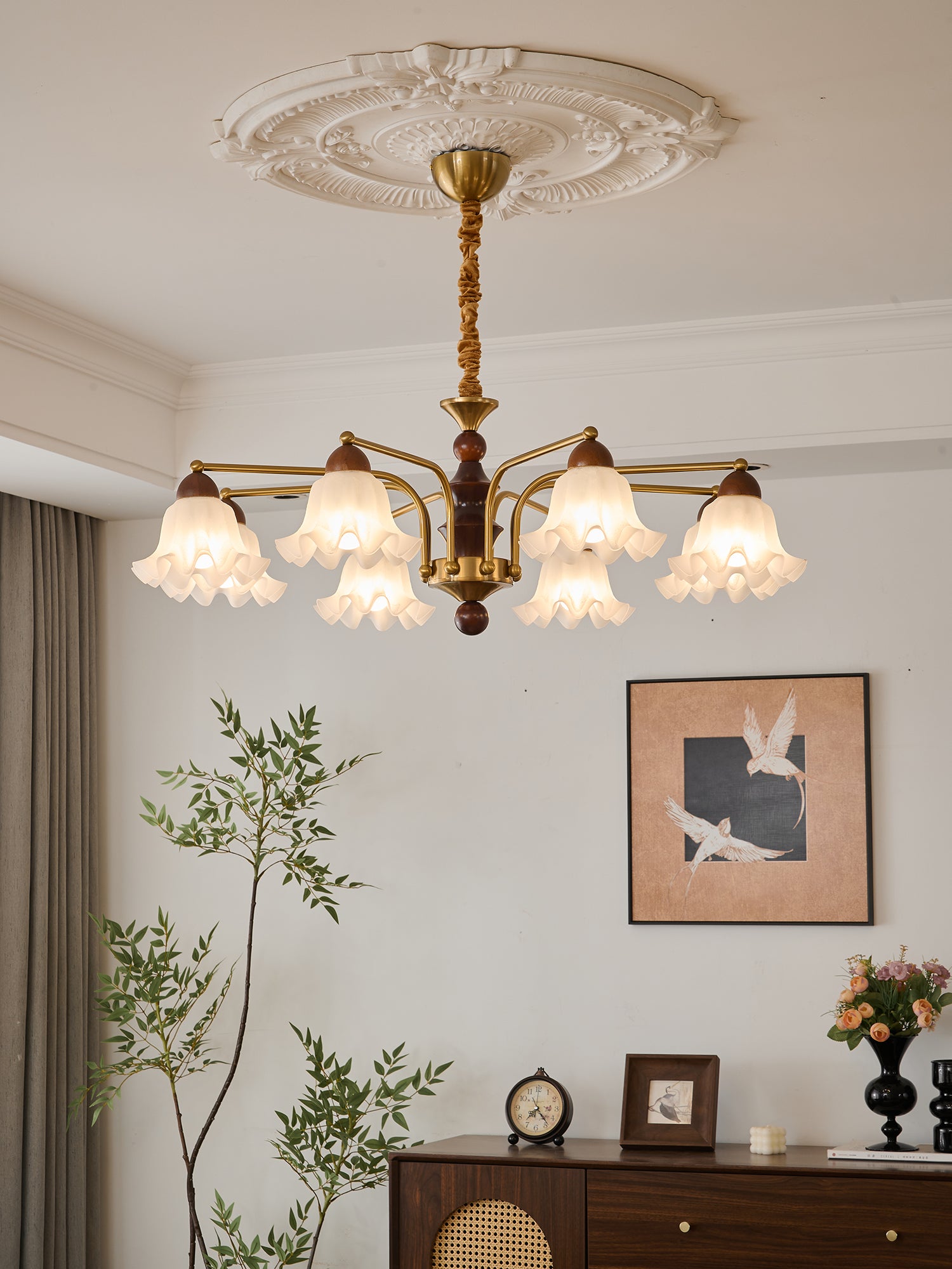 Dioris Elegant Crystal Chandelier - Modern Luxury Ceiling Light Fixture for Dining Room, Living Room & Bedroom - Perfect for Home Decor & Wedding Venues