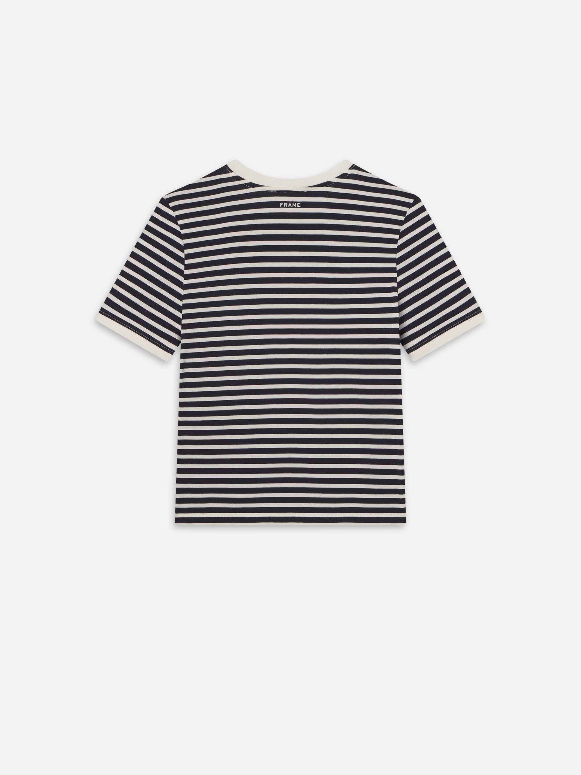 Ritz Striped Baby Tee - Navy & Multi Color Soft Cotton T-Shirt for Women | Casual Wear, Layering & Everyday Outfits