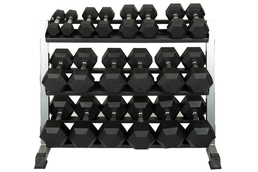 Body Solid 2 Tier & 3 Tier Adjustable Dumbbell Rack with Optional 3rd Tier - Heavy Duty Weight Rack for Home Gym & Fitness Training