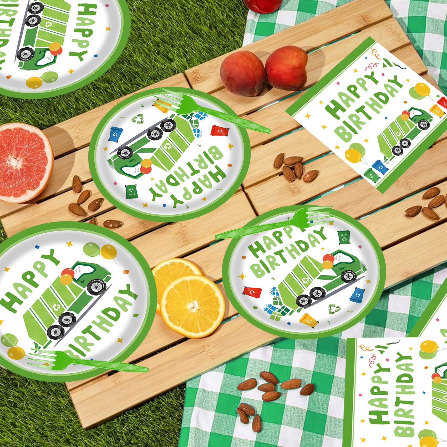 96 Pcs Garbage Truck Themed Paper Plates - Fun Garbage Truck Birthday Party Supplies & Decorations for Kids - Perfect for Garbage Truck Themed Parties, Birthday Favors, and Kids' Celebrations