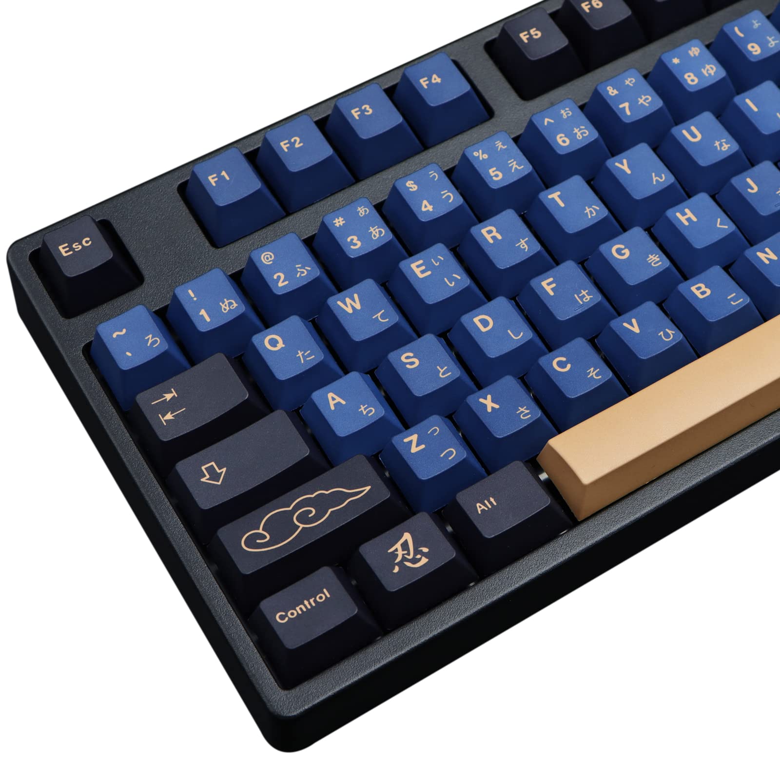 Blue Samurai PBT Keycaps Set (129 Keys) - Cherry Profile Dye-Sublimated Custom Keycaps for Mechanical Keyboards (Gateron/Kailh/Cherry MX) - Includes Keycap Puller - Compatible with 104/87/71/61/60% Layouts - Perfect for Gaming, Typing & Custom Keyboard Builds