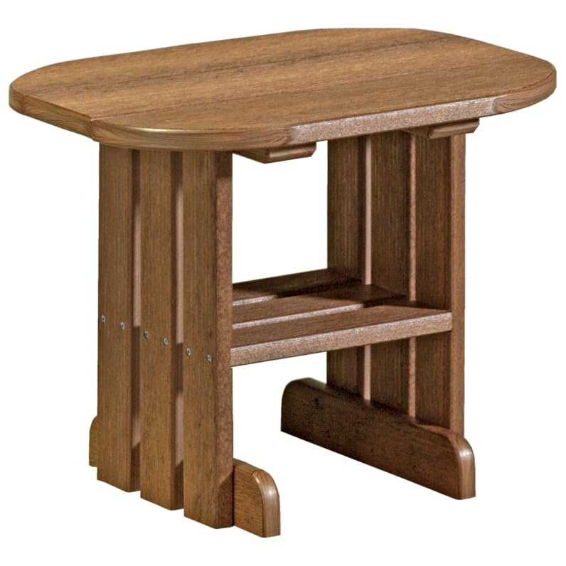 Poly Lumber End Table by Furniture Barn USA - Antique Mahogany Finish Outdoor Patio Side Table for Garden, Deck or Poolside
