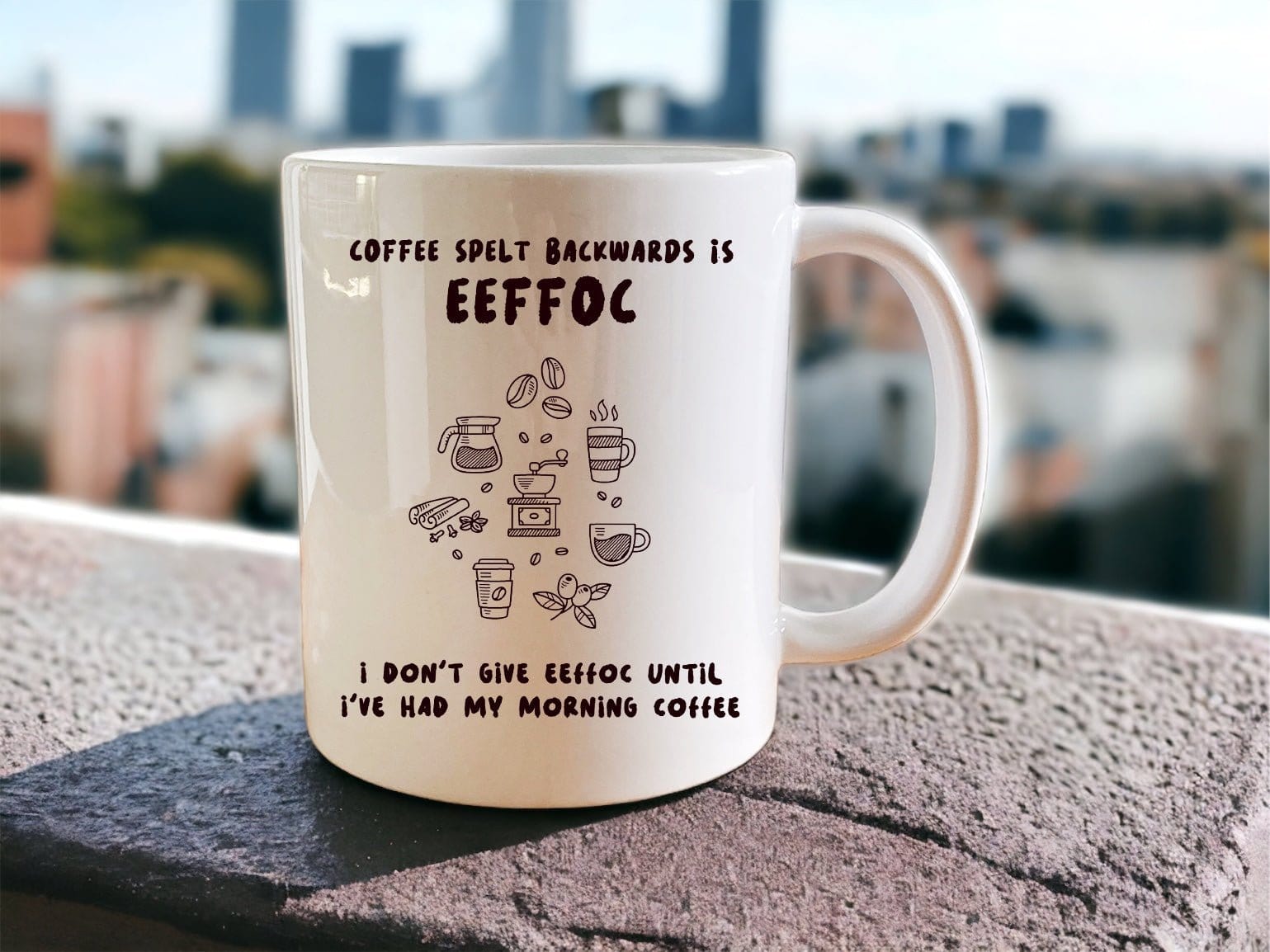 Funny Coffee Mug - Eeffoc Spelled Backwards - Perfect for Coffee Lovers & Office Humor