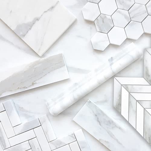 Premium Calacatta Gold Italian Marble Chevron Mosaic Tile 1
