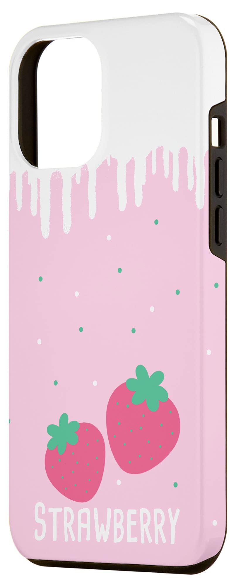 iPhone 12 Pro Max Cute Strawberry Milk Kawaii Phone Case - Shockproof Protective Cover for Girls, Women - Perfect for Daily Use, School, Work & Travel