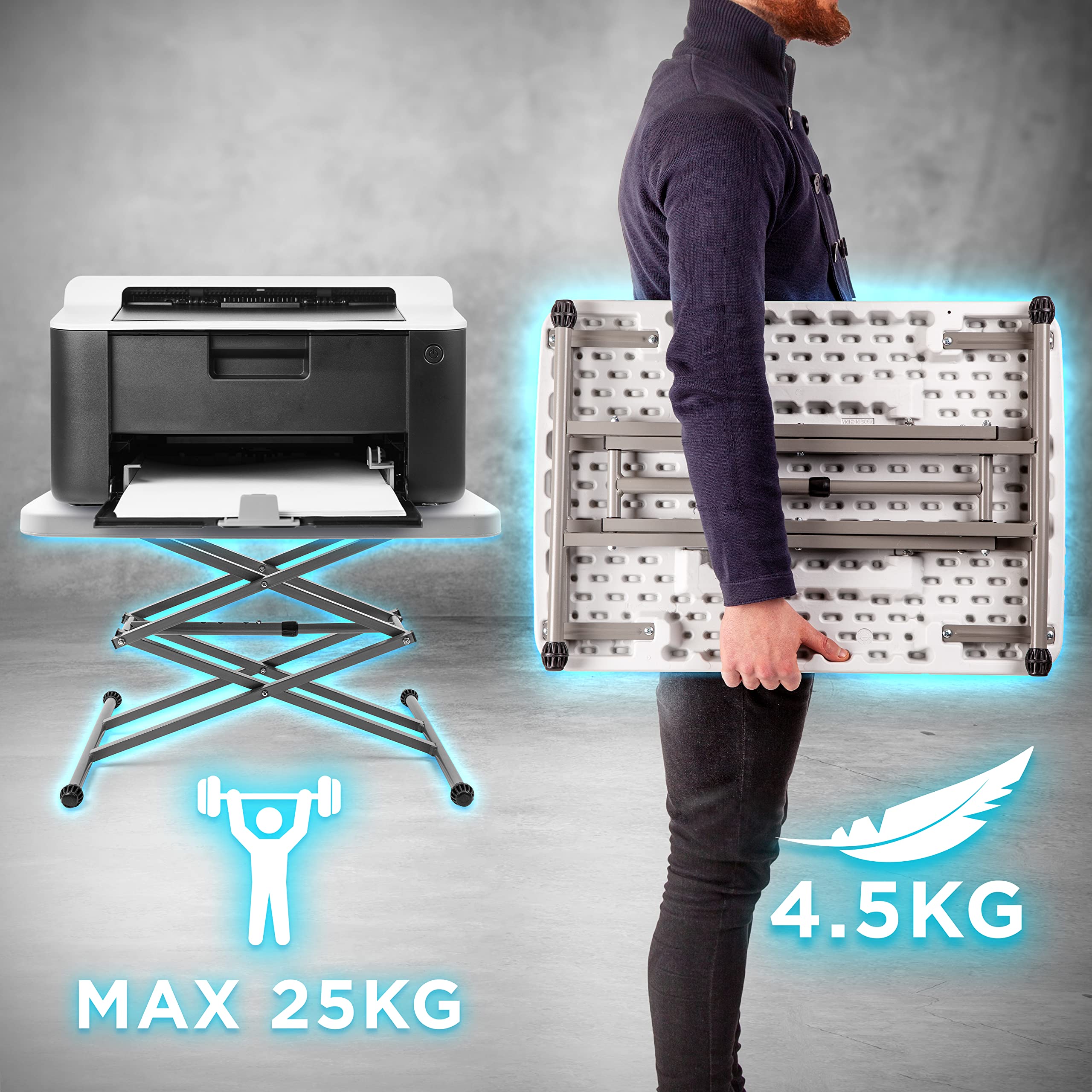 **Duronic CT13 Adjustable Height Folding Table - Portable Scissor Design for Indoor & Outdoor Use | Perfect for BBQ, Picnic, Party, Crafting, TV Dinner, Camping & Laptop Work Desk**
