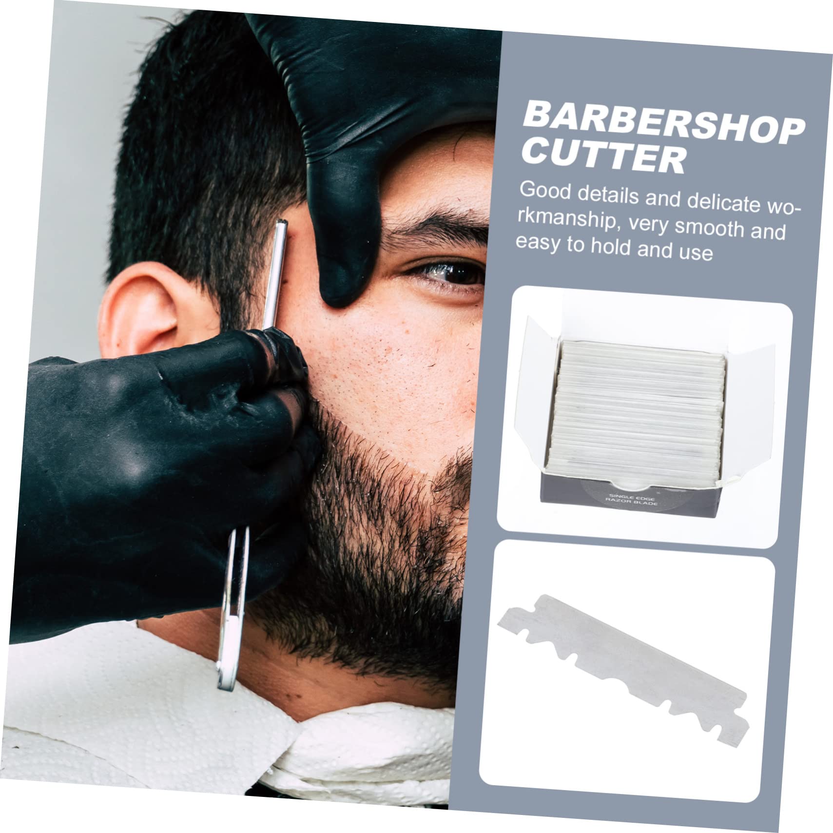 100pcs Barber Folded Razor Blades - Professional Single Edge Shaving Blades for Beard, Sideburns & Fine Hair - Perfect for Home Grooming, Barber Shops & Travel Shaving Kits