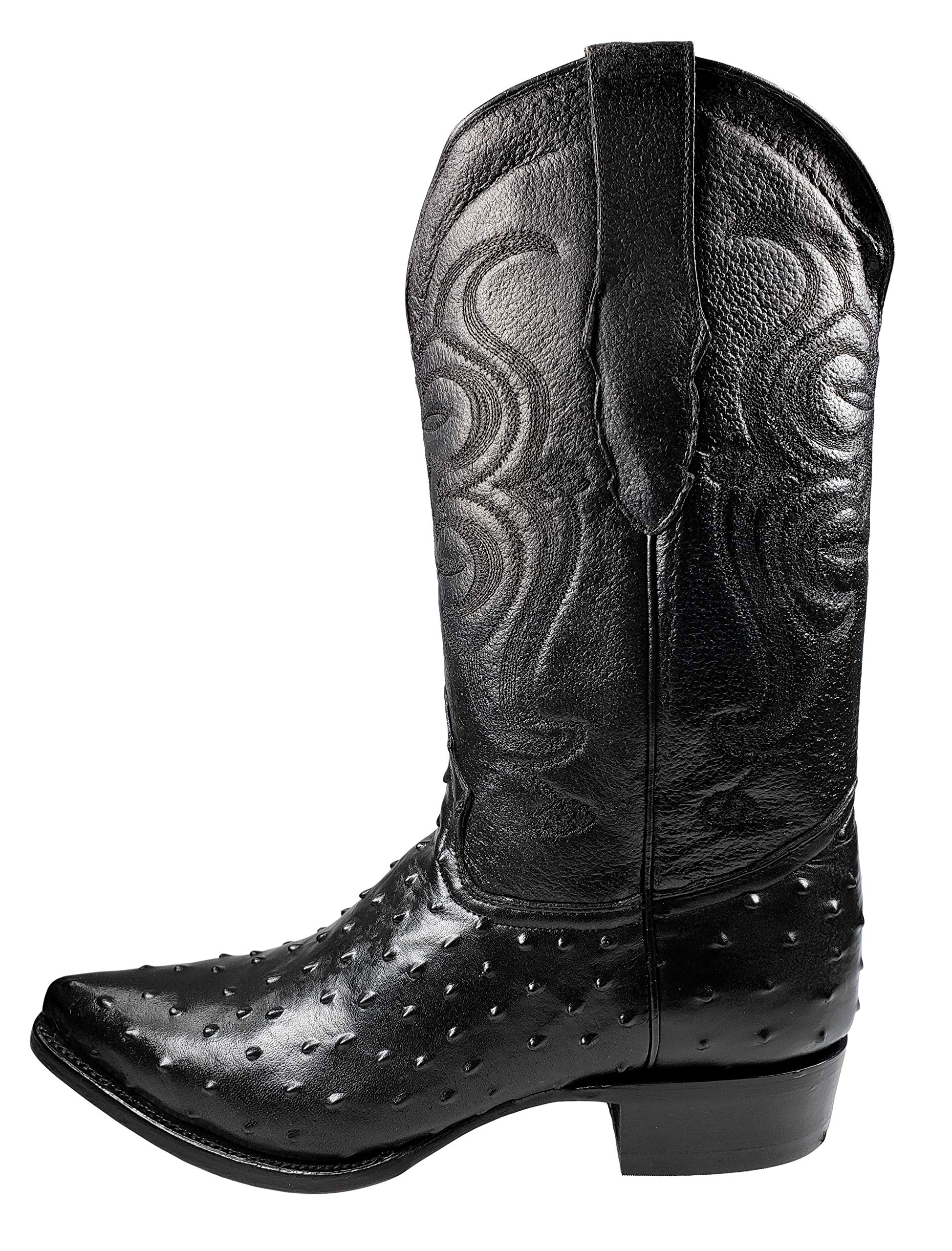 **Black Ostrich Print Cowboy Boots for Men & Women – Western Style Fashion Boots – Perfect for Rodeo, Country Music Festivals & Casual Wear**