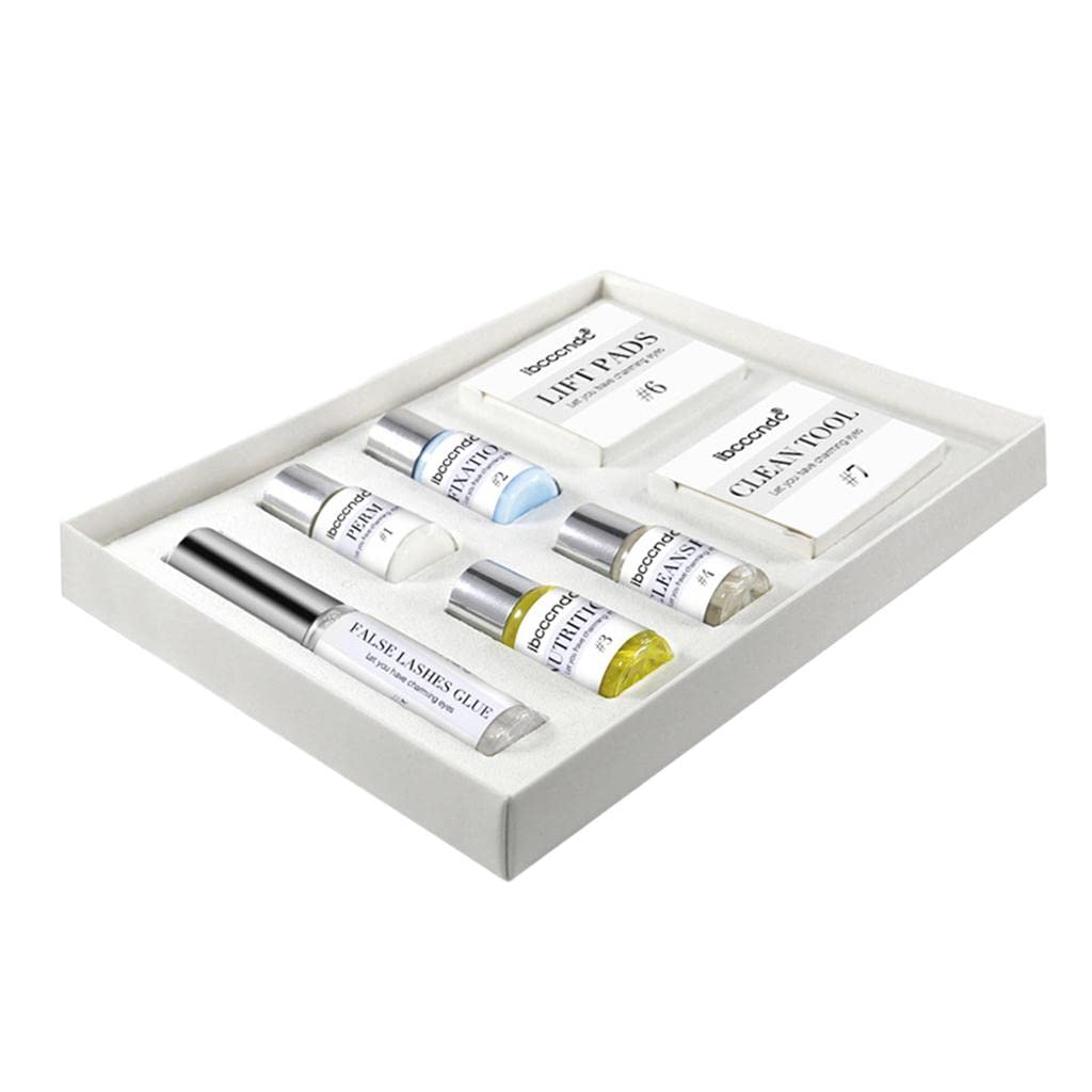 LICHTS 7-Piece Professional Eyelash Perming Kit with Silicone Lift Pads, Lash Glue & Nourishing Serum - DIY Lash Lift & Curl Set for Home Salon & Professional Use