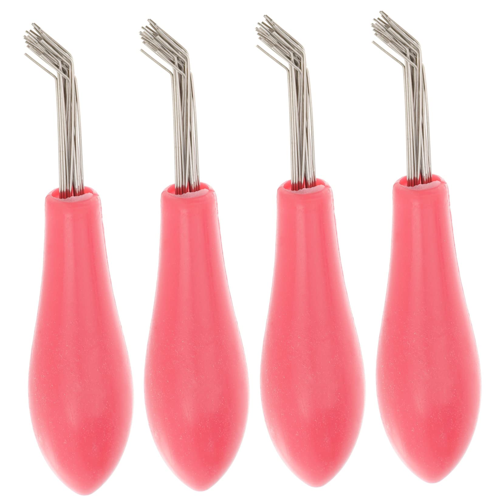 4Pcs Mini Hair Brush Cleaner Comb - Metal Wire Rake Cleaning Tool for Salon & Home - Detangling & Deep Cleaning for Curly, Straight & Wavy Hair - Perfect for Hotels, Travel & Personal Grooming Kits