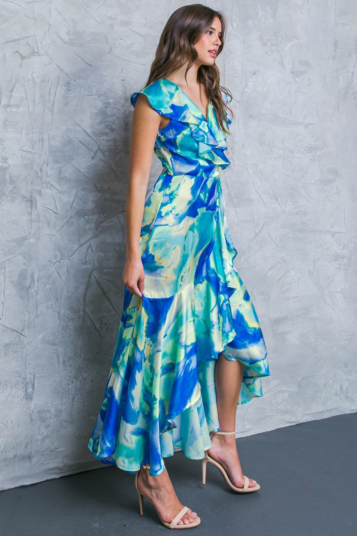 LA BABE Satin High Low Maxi Dress - Elegant Evening Gown for Women, Perfect for Prom, Party & Wedding - Fashionable Formal Dress for Special Occasions