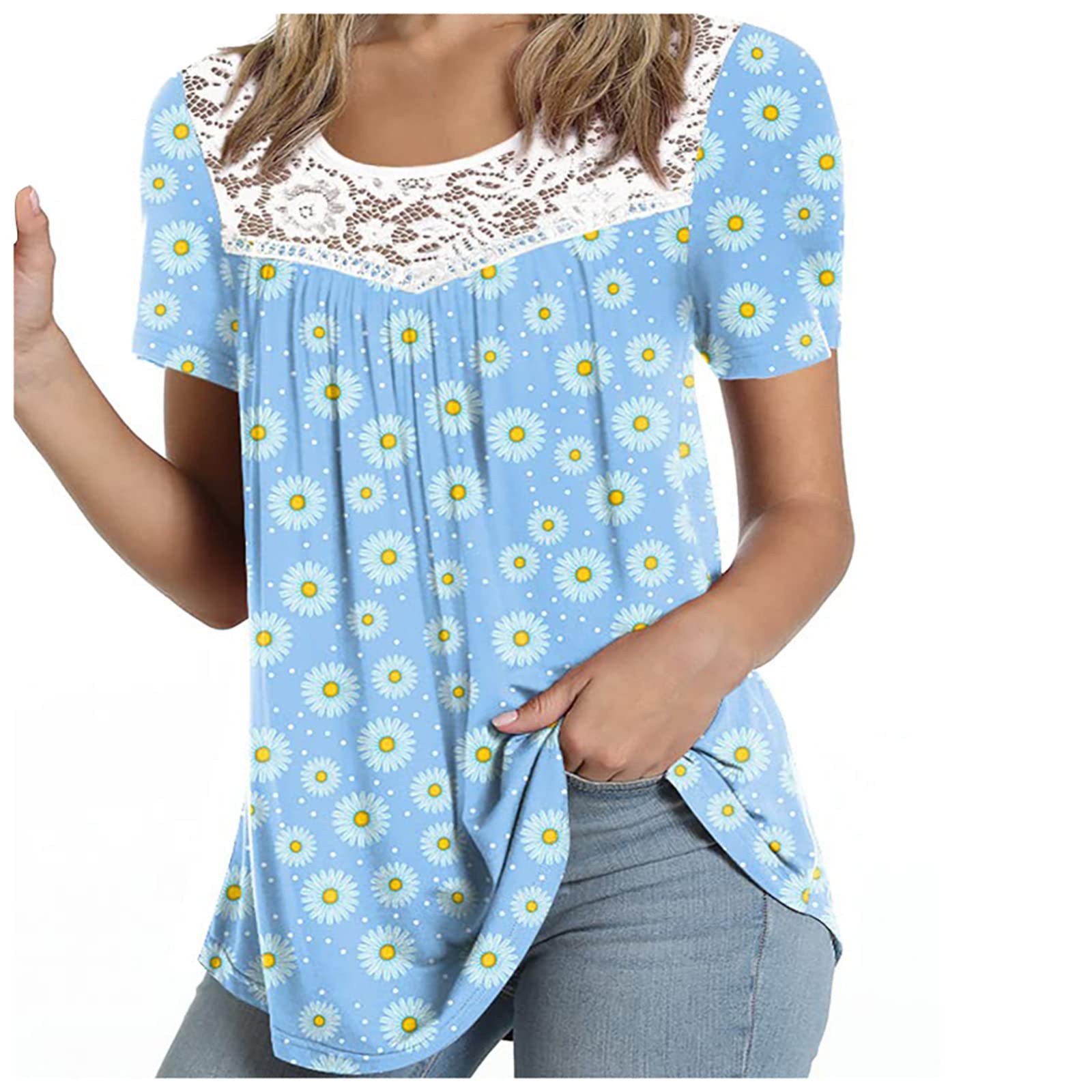 Women's Casual Tops - Flowy Tunic Blouse with Short Sleeves, Hide Belly Design for Dressy & Everyday Wear | Perfect for Office, Date Night and Summer Outfits
