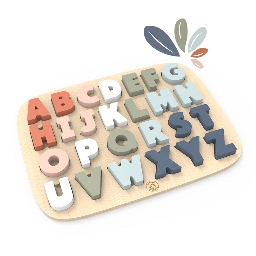 Alphabet Puzzle for Kids - Wooden ABC Learning Toy for Toddlers & Preschoolers - Educational Montessori Gift for Boys & Girls - Perfect for Homeschooling & Early Childhood Development