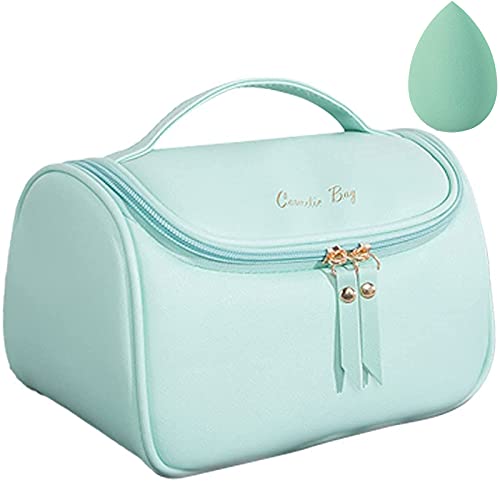 Women's Large PU Leather Makeup Bag - Waterproof Cosmetic Organizer for Travel, Gym & Daily Use | Portable Toiletry Case for Makeup Brushes, Lipsticks & Skincare Essentials