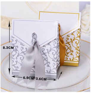 A&S Creavention 100-Pack Gold Bridal Wedding Party Favor Ribbons - Elegant Candy Boxes & Gift Bags for Wedding, Baby Shower, Birthday Celebrations