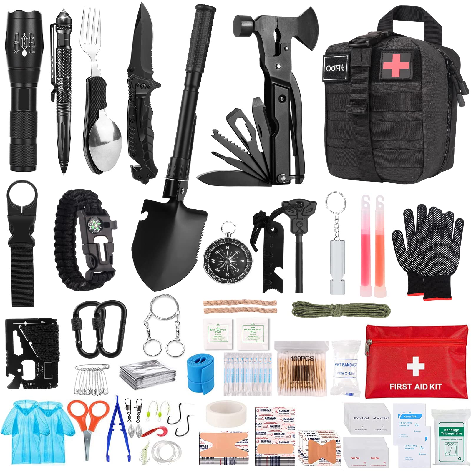 Emergency Survival First Aid Kit - Professional IFAK Molle Pouch for Tactical, Camping & Outdoor Adventures | Trauma Medical Bag for Hunting, Hiking, Boating & Emergency Preparedness | Ideal Gift for Men, Dad, Husband (Father's Day, Birthday, Christmas) | Perfect for Home, Car, Travel & Wilderness Survival