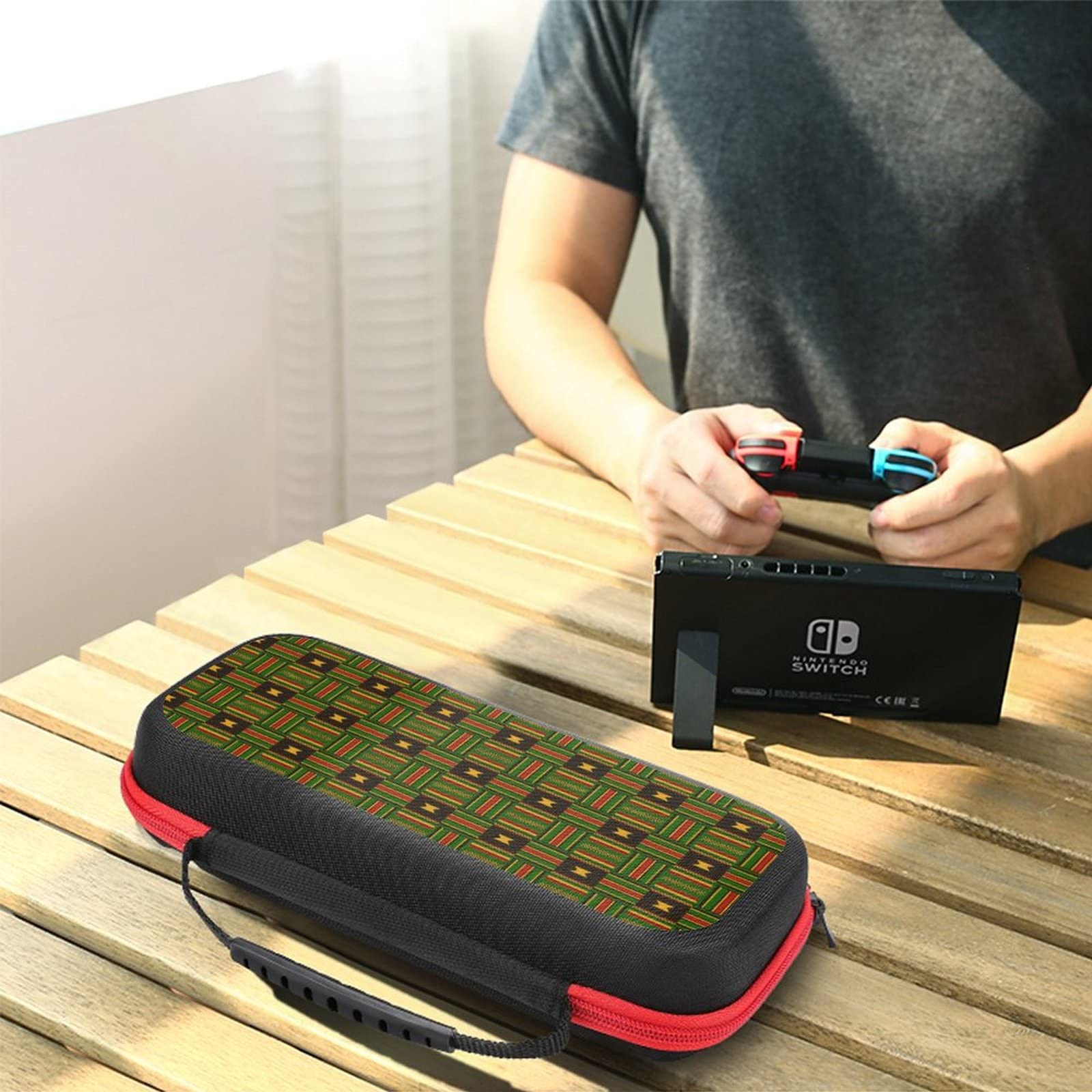 Kente Tribal Print Nintendo Switch Carrying Case - Portable Travel Cover with 20 Game Card Slots - Perfect for Gaming On-The-Go & Travel Accessories