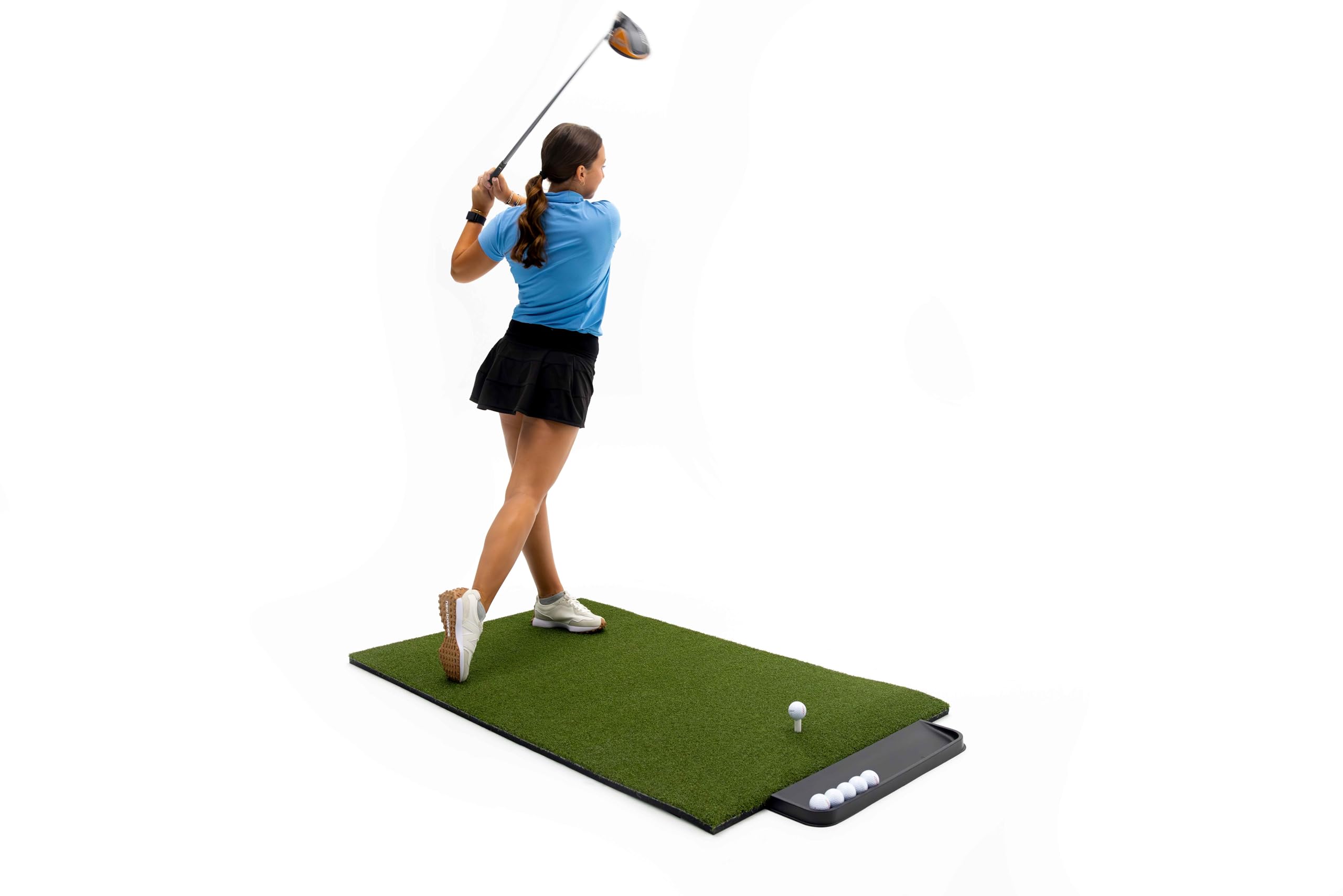 Premium Golf Practice Mat for Indoor & Outdoor Use - Includes Bonus Golf Ball Tray + 3 Durable Rubber Tees | Perfect for Home Training, Backyard Practice & Driving Range Sessions