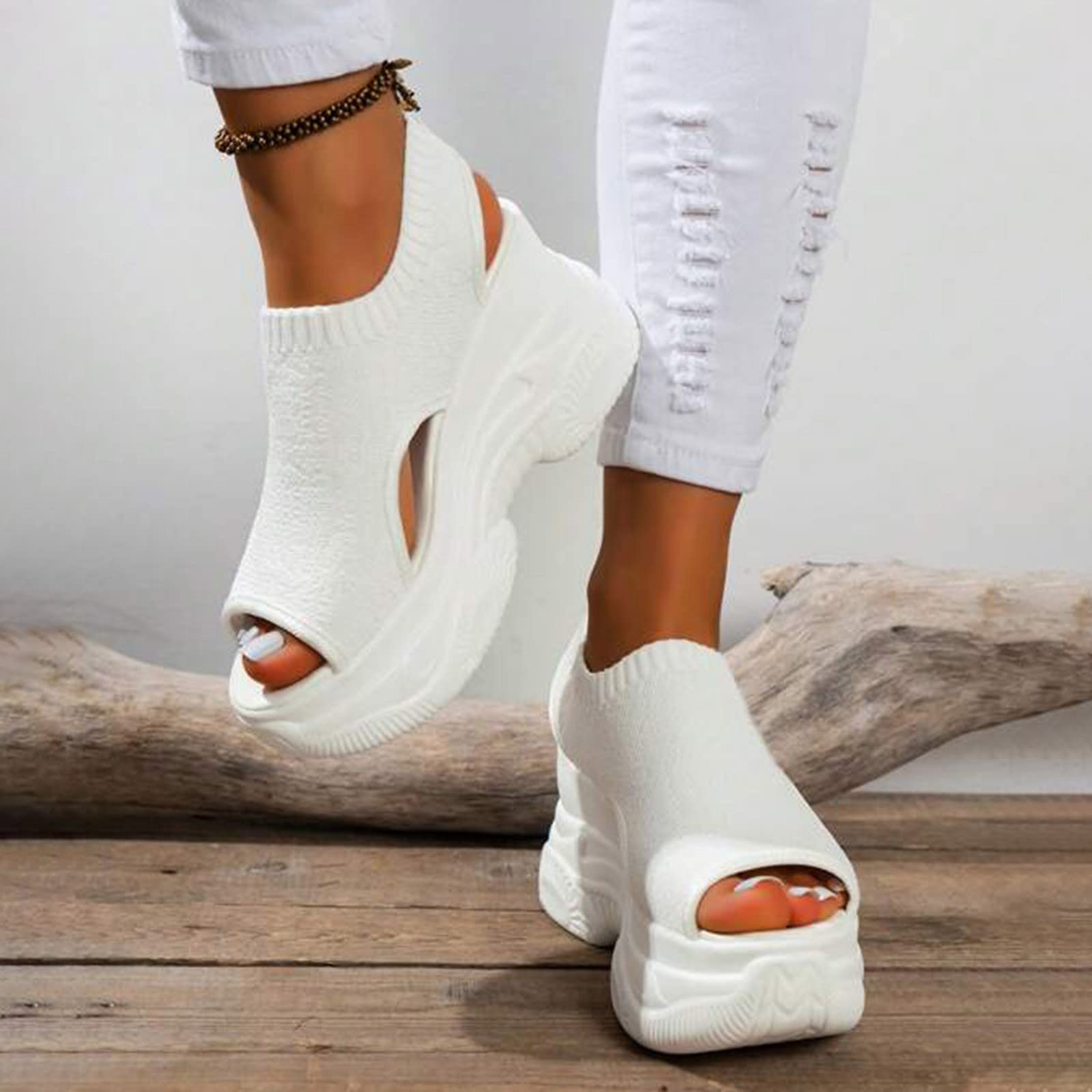 Women's Orthopedic Wedge Sandals - Open Toe Ankle Strap Platform Sandals for Summer | Comfortable Casual Strappy Slip-On Beach Shoes for Walking, Travel & Outdoor Activities