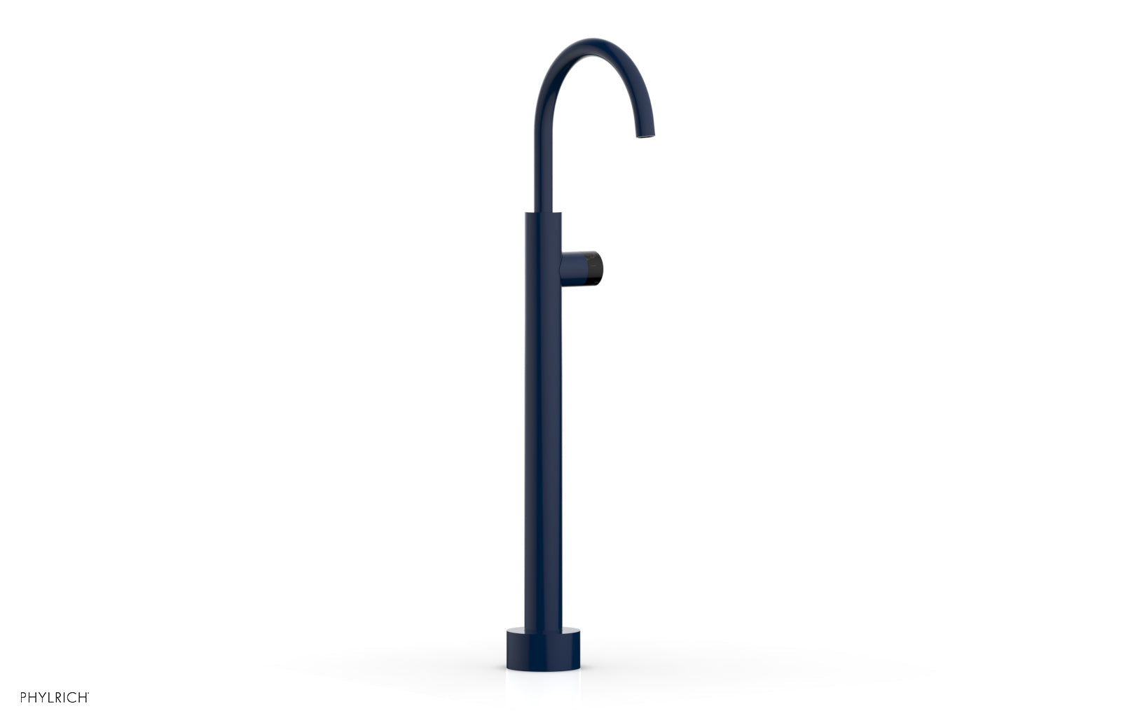 BASIC II Low Floor Mount Tub Filler with Black Marble Handle - Model 230 47 04 | Modern Bathroom Faucet for Freestanding Tubs & Luxury Spa Settings