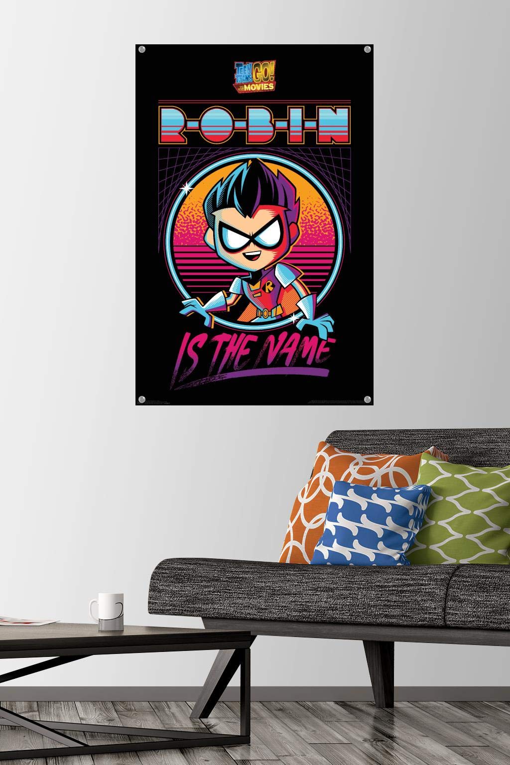 DC Comics Teen Titans Go! To The Movies Robin Wall Poster with Push Pins - Perfect for Superhero Bedroom Decor & Movie Themed Party Supplies