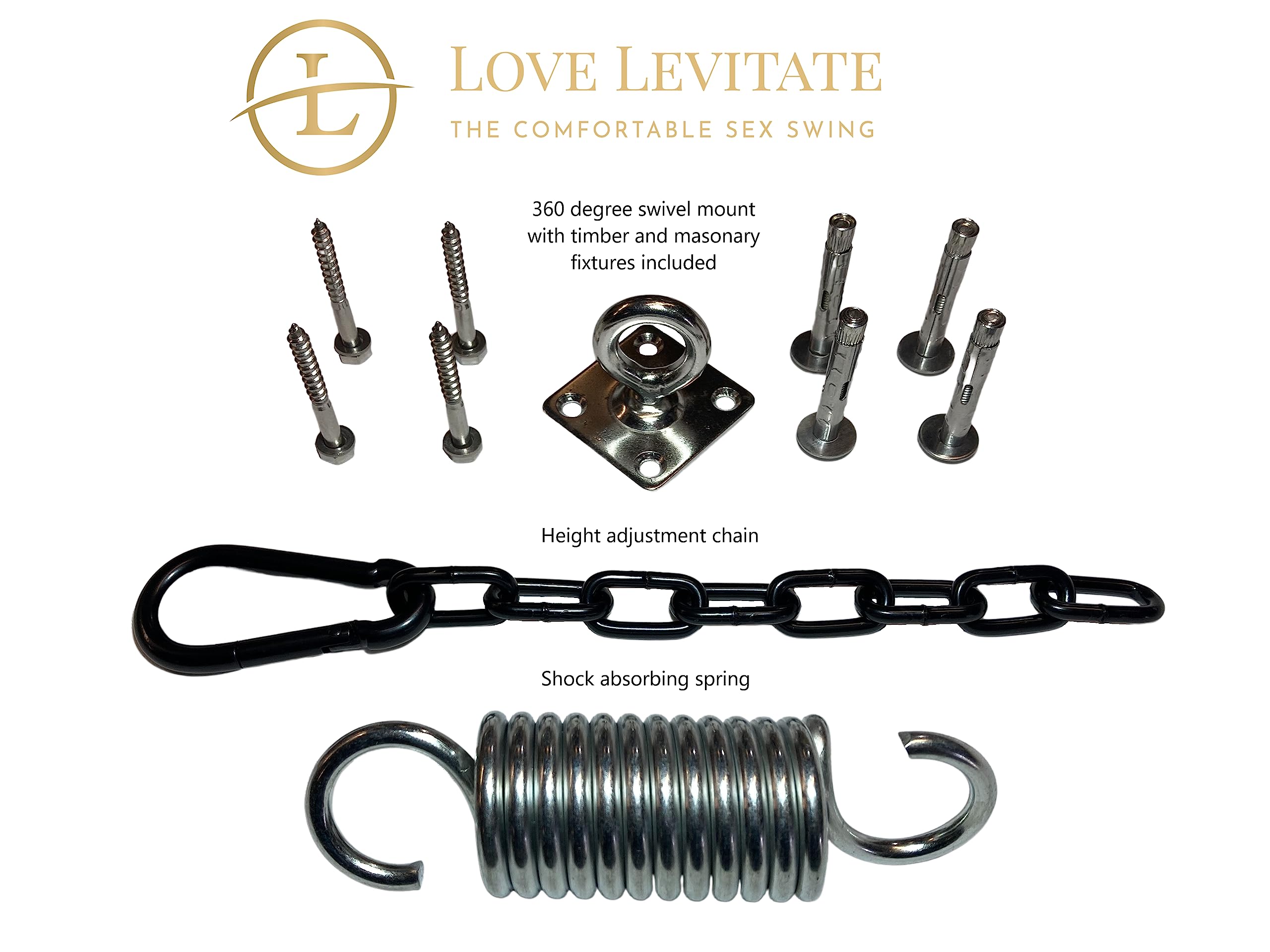 Love Levitate Sex Swing - Premium Comfortable BDSM Bondage Swing for Couples, Adult Sex Furniture with Strong Support (Black) - Perfect for Bedroom, Spice Up Your Sex Life & BDSM Play