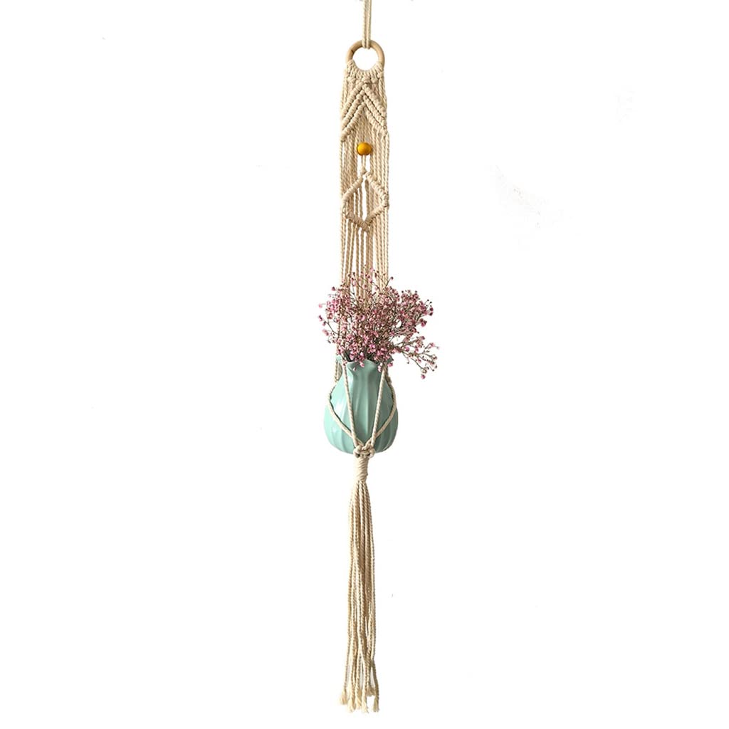 Boho Macrame Plant Hanger Handwoven Hanging Basket for Indoor Outdoor Plants - Decorative Flower Pot Holder with Lifting Rope for Home Garden Decor (Perfect for Living Room, Balcony & Patio)
