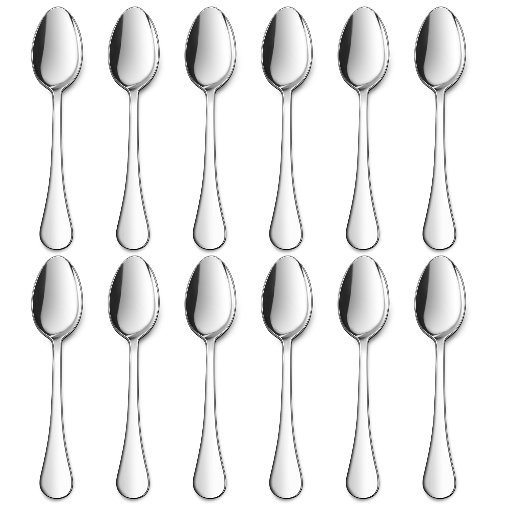 Premium 12-Piece E-far Coffee Spoon Set - 5 Inch 18/10 Stainless Steel Small Spoons for Espresso, Tea & Dessert - Mirror Finish & Ergonomic Round Handle - Dishwasher Safe - Perfect for Coffee Shops, Restaurants & Home Use