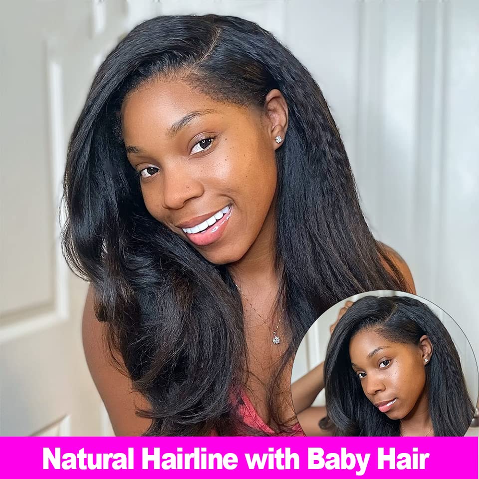 13x6 HD Lace Frontal Human Hair Wig with Pre-Plucked Bleached Knots & Baby Hair - Natural Preplucked Hairline for Black Women - Perfect for Daily Wear, Special Occasions & Protective Styling (14 Inches)
