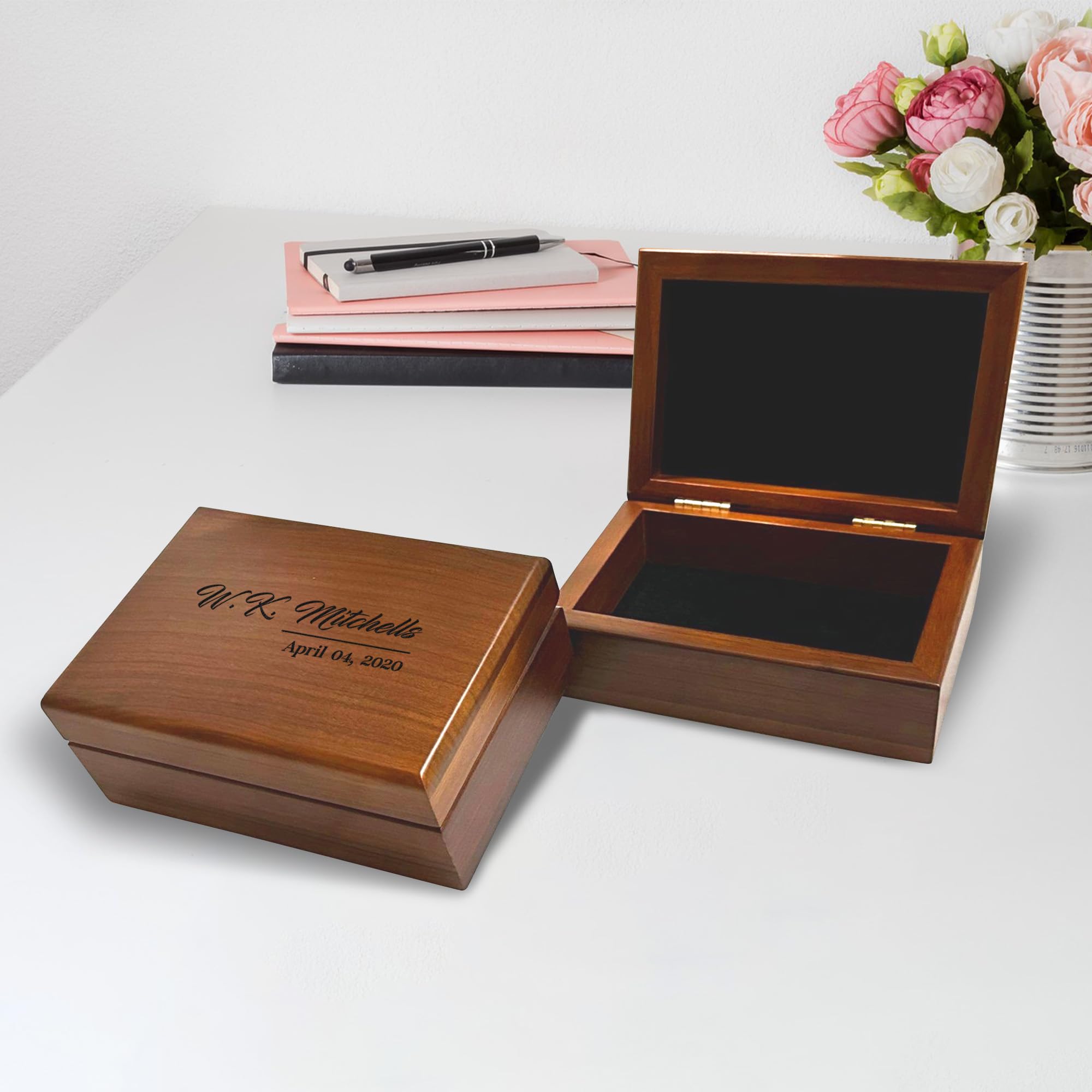 Personalized Memory Box - Custom Engraved Keepsake Box for Couples | Wedding, Anniversary & Birthday Gift for Husband or Wife | Monogrammed Jewelry Storage Box | Perfect for Preserving Wedding Vows, Love Letters & Special Mementos