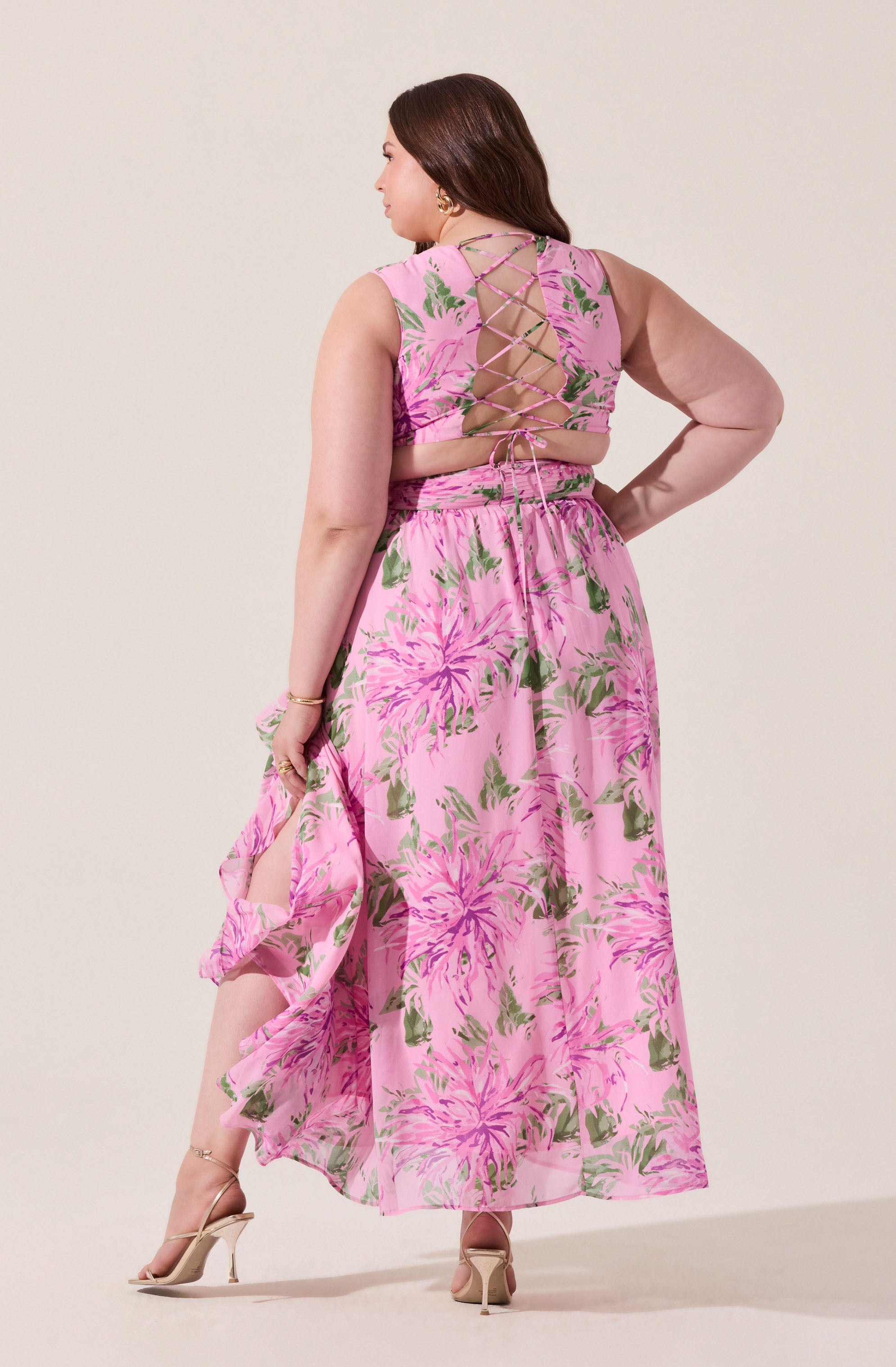 Noya Floral Cutout Maxi Dress for Women - Elegant Summer Beach Dress with Floral Print & Side Slits - Perfect for Vacation, Wedding Guest, and Boho Outfits